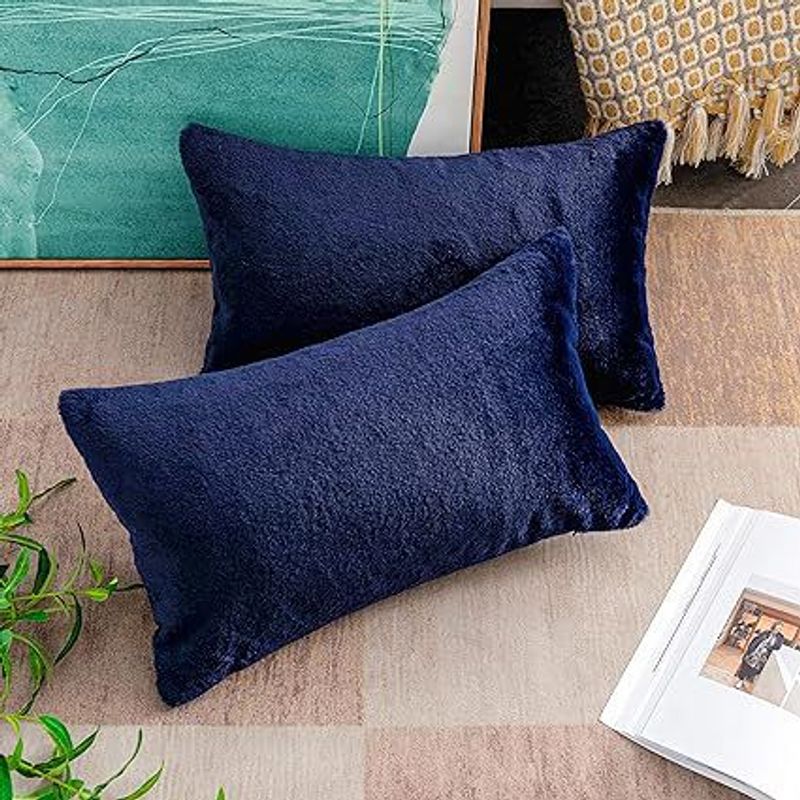 GENERICO - funda de almohada peluche corto 50cmx90cm AZUL