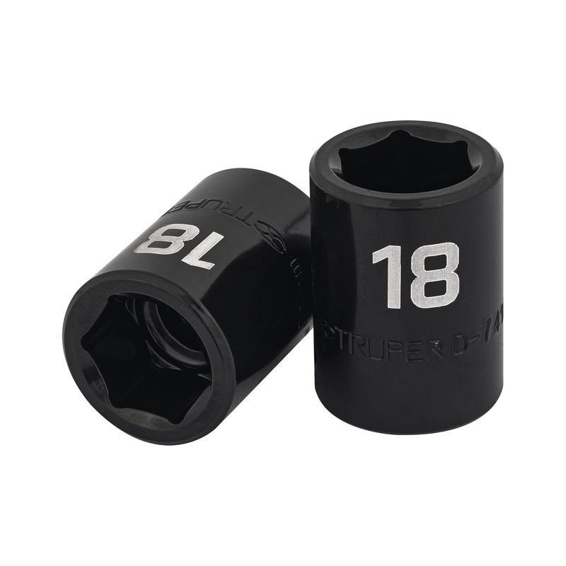 TRUPER - Dado para impacto  de 6 puntas de 1/2" de 18 mm encastre de 1/2" Pza.