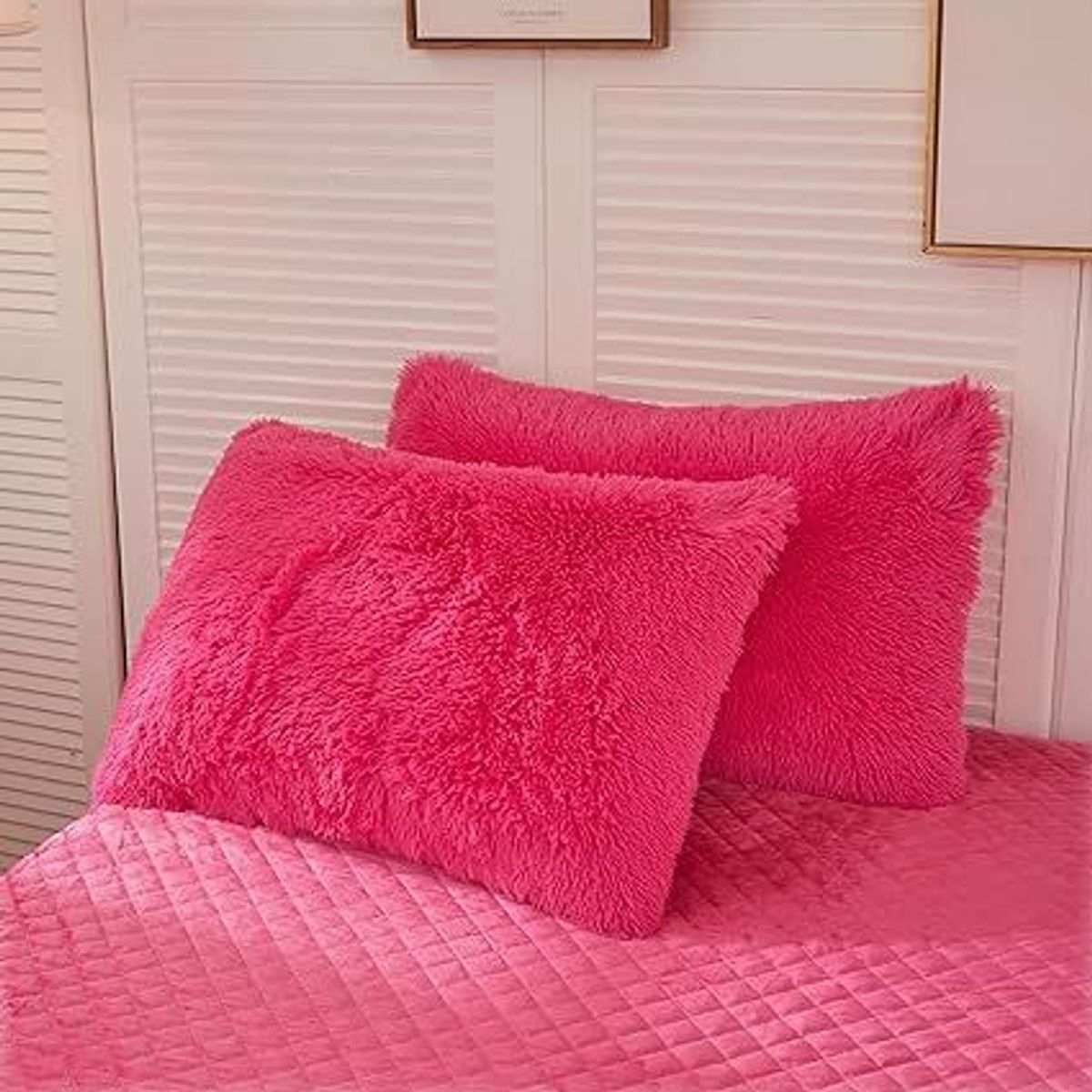 GENERICO - funda de almohada peluche corto 50cmx90cm CHICLE