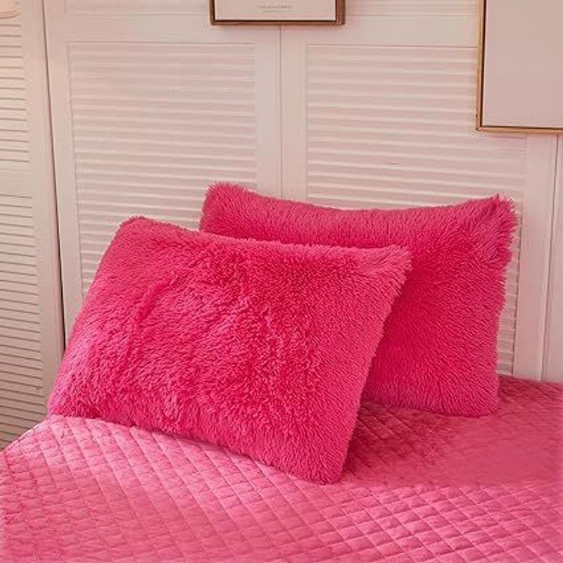 GENERICO - funda de almohada peluche corto 50cmx90cm CHICLE