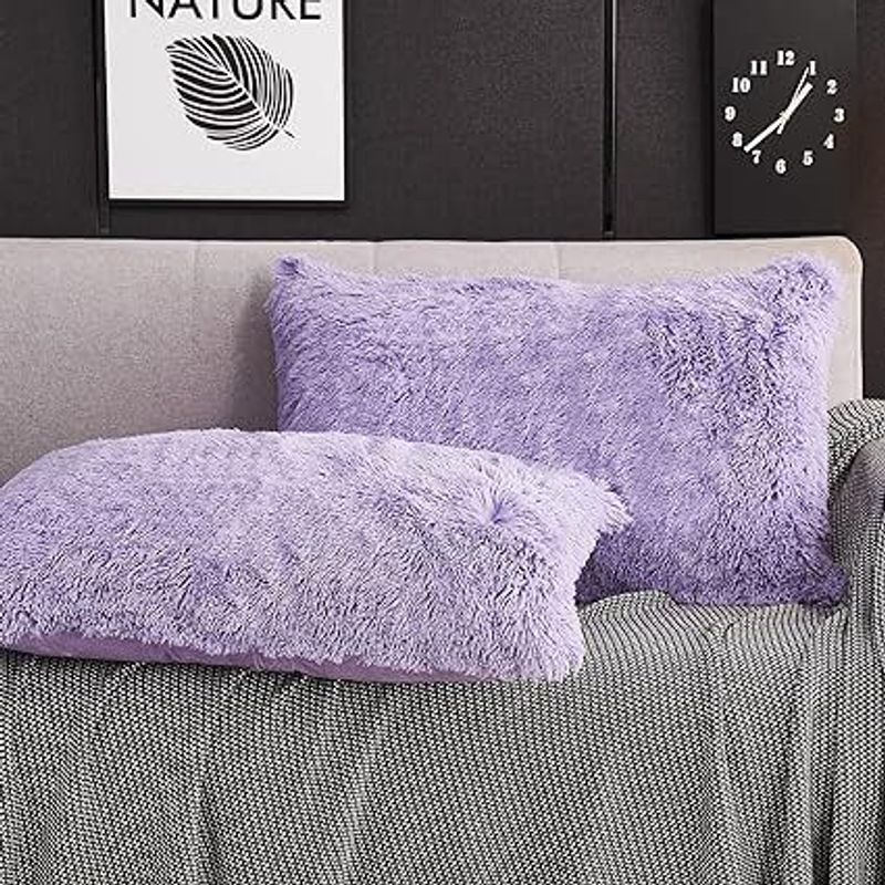 GENERICO - funda de almohada peluche corto 50cmx70cm LILA