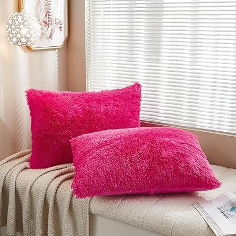 GENERICO - funda de almohada peluche corto 50cmx70cm CHICLE