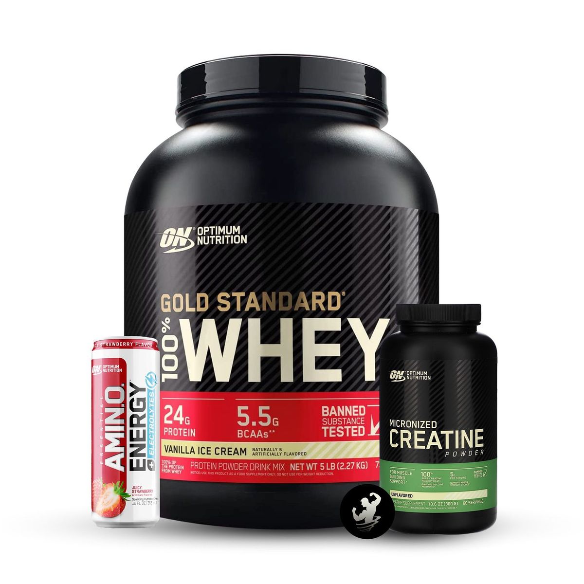 OPTIMUN NUTRITION - Pack - Gold Standard Whey 5 lb vanilla ice cream + Creatina ON 300 gr