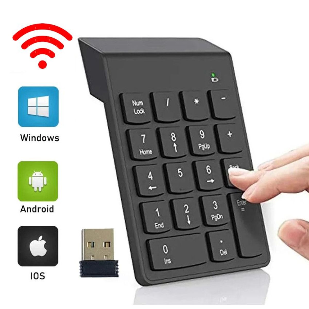 GENERICO - Mini Teclado Numérico INALAMBRICO BATERIAS Pc Laptop Mac CELL TABLETS