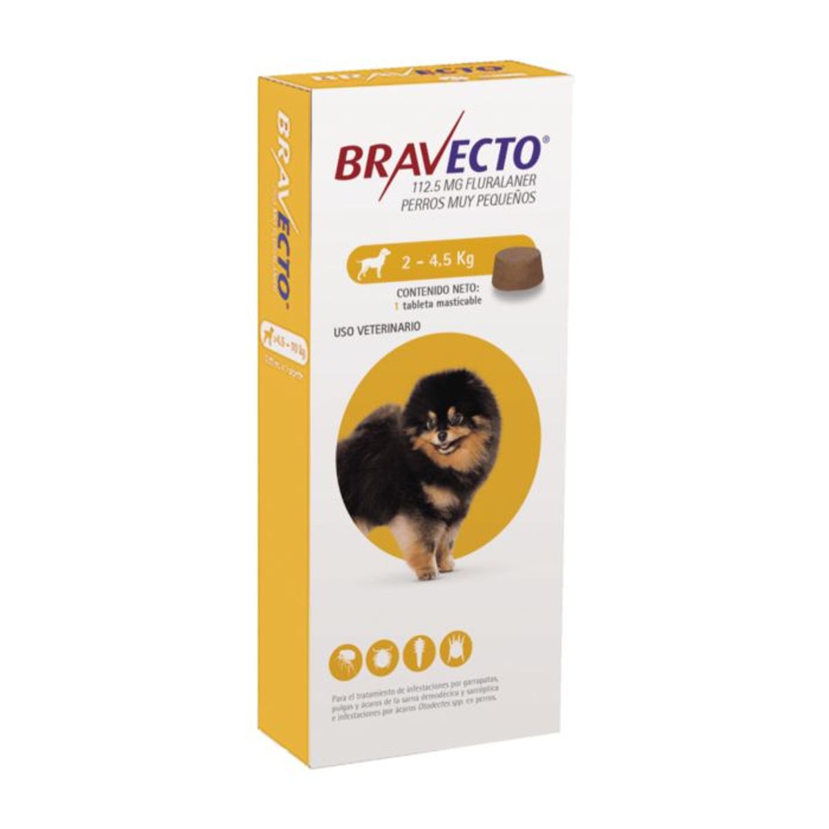 BRAVECTO - BRAVECTO 112.5 MG - PERROS DE 2 A 4.5 KG (AMARILLO)