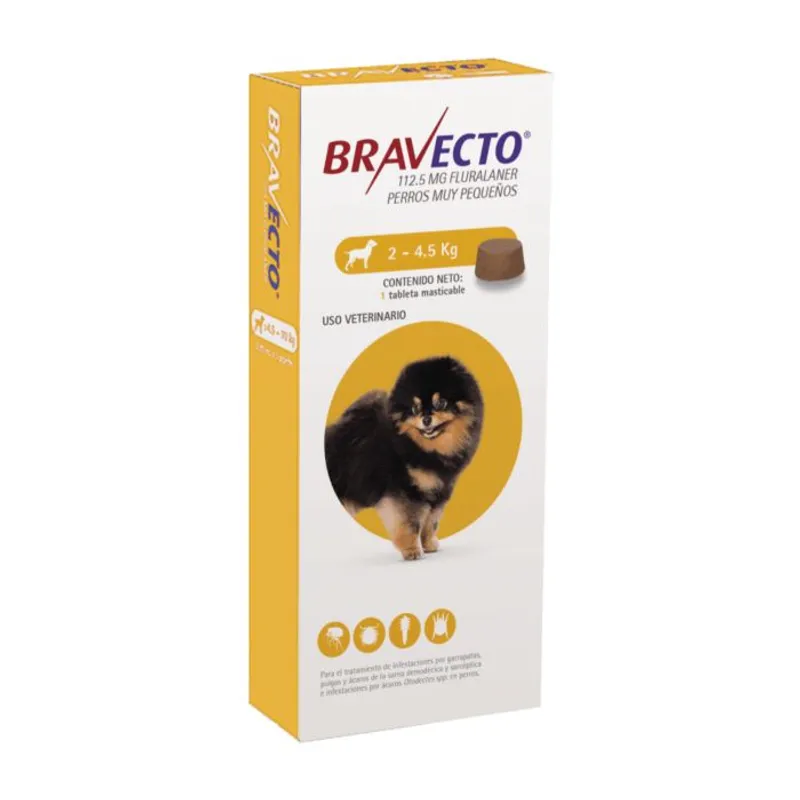 BRAVECTO - BRAVECTO 112.5 MG - PERROS DE 2 A 4.5 KG (AMARILLO)