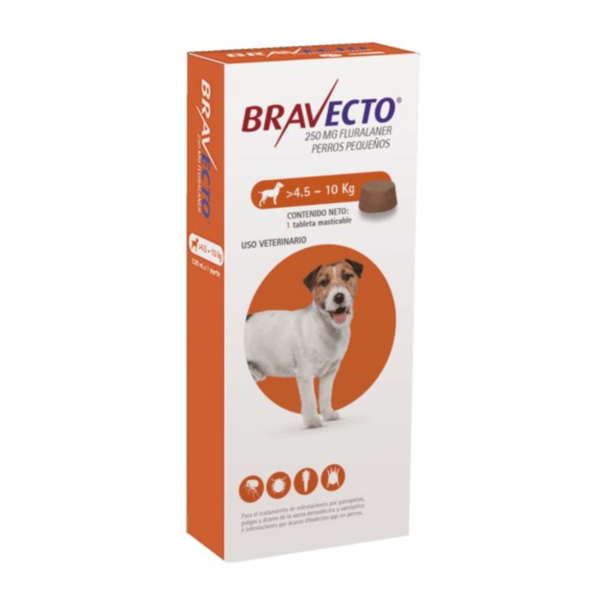 BRAVECTO - BRAVECTO 250 MG - PERROS DE 4.5 A 10 KG (NARANJA)