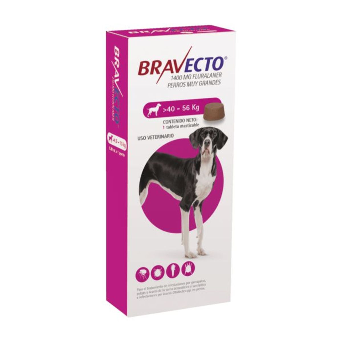 BRAVECTO - BRAVECTO 1400 MG - PERROS DE 40 A 56 KG (FUCSIA)