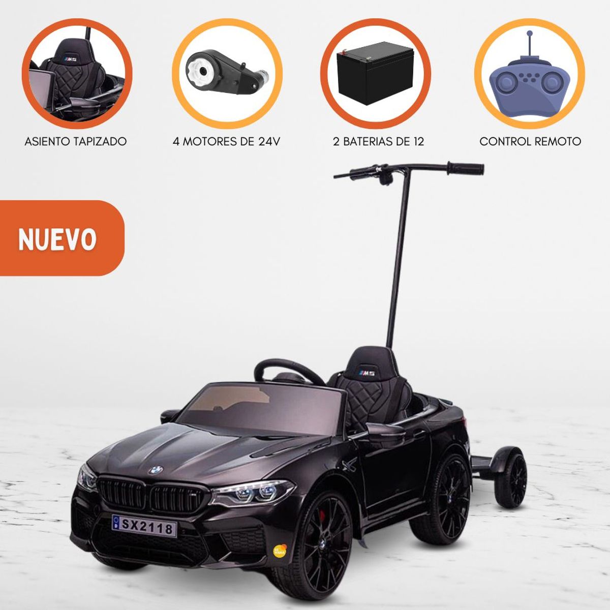 BMW - Carro a Batería con Empujador BMW «M5» Black