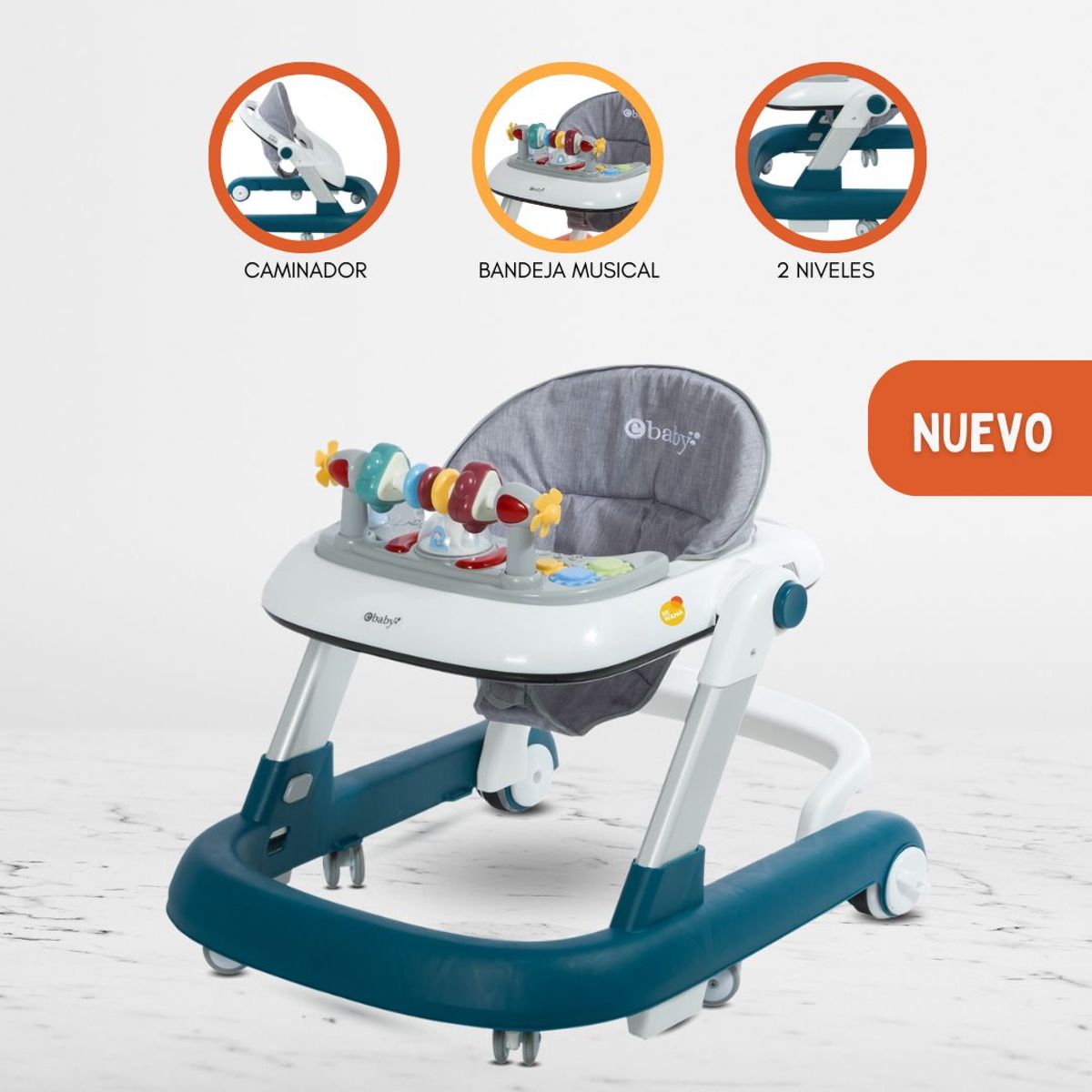EBABY - Andador Caminador Interactiva para Bebés «FUNNY» Blue
