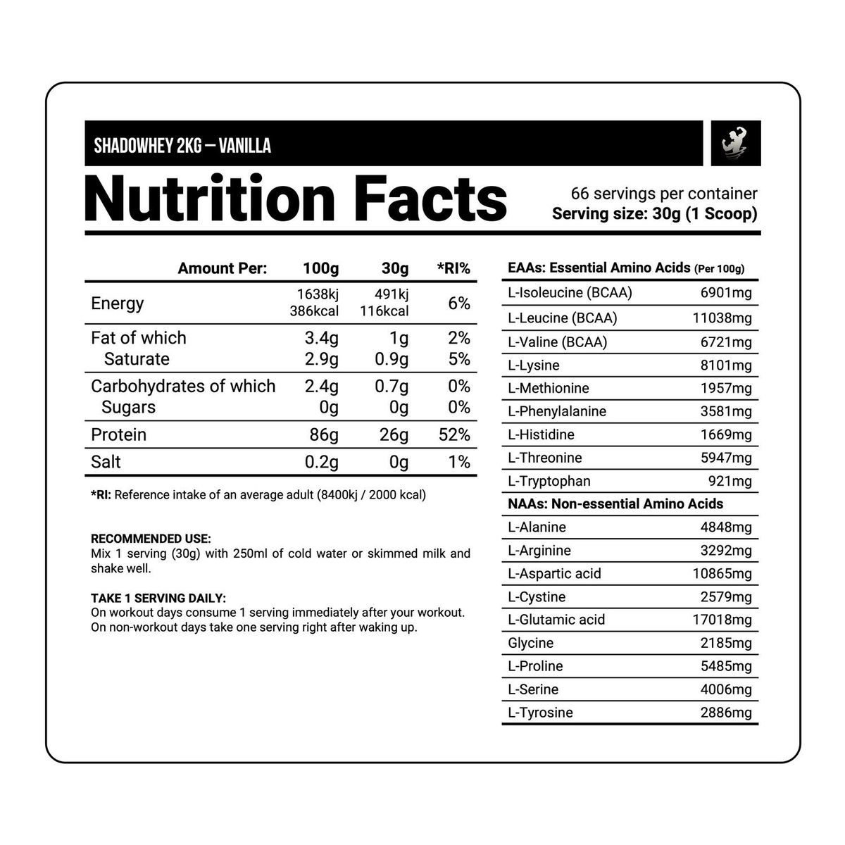 DORIAN YATES - PROTEÍNA SHADOWHEY 2 KG VANILLA