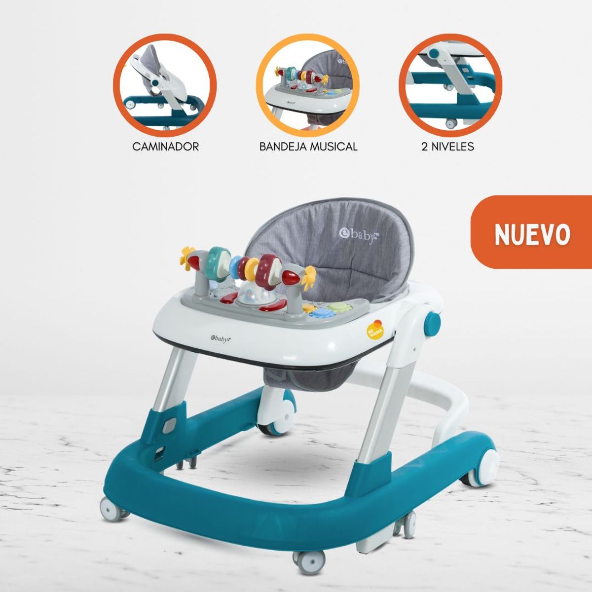 EBABY - Andador Caminador Interactiva para Bebés «FUNNY» Green
