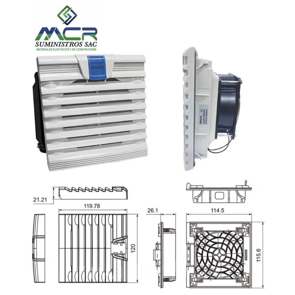 GENERICO - VENTILADOR COMPLETO PARA TABLERO ELECTRICO DE 12X12CM DE 220V A 240V