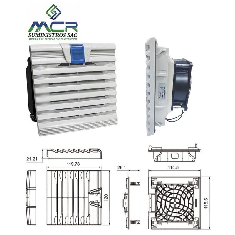 GENERICO - VENTILADOR COMPLETO PARA TABLERO ELECTRICO DE 12X12CM DE 220V A 240V