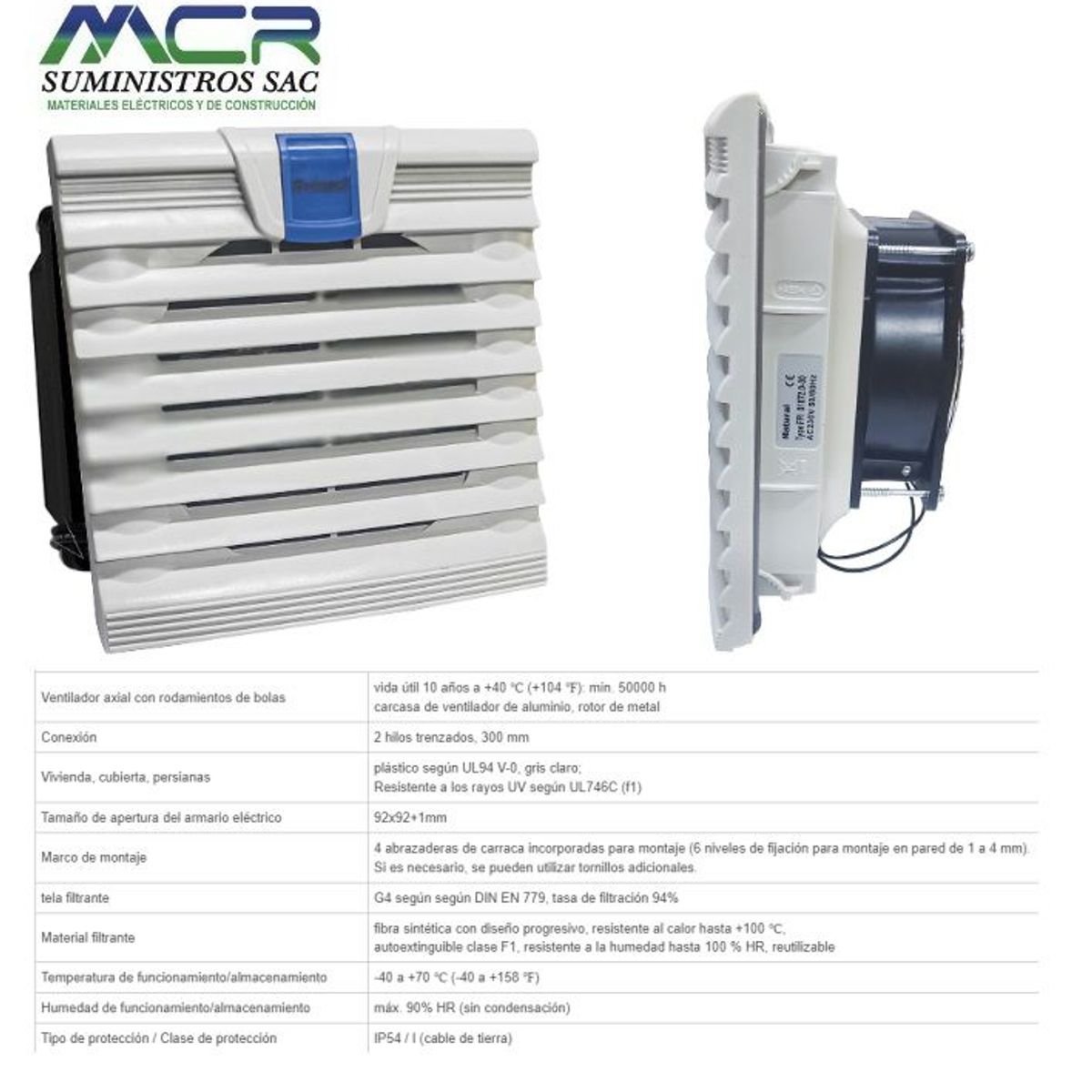 GENERICO - VENTILADOR COMPLETO PARA TABLERO ELECTRICO DE 12X12CM DE 220V A 240V