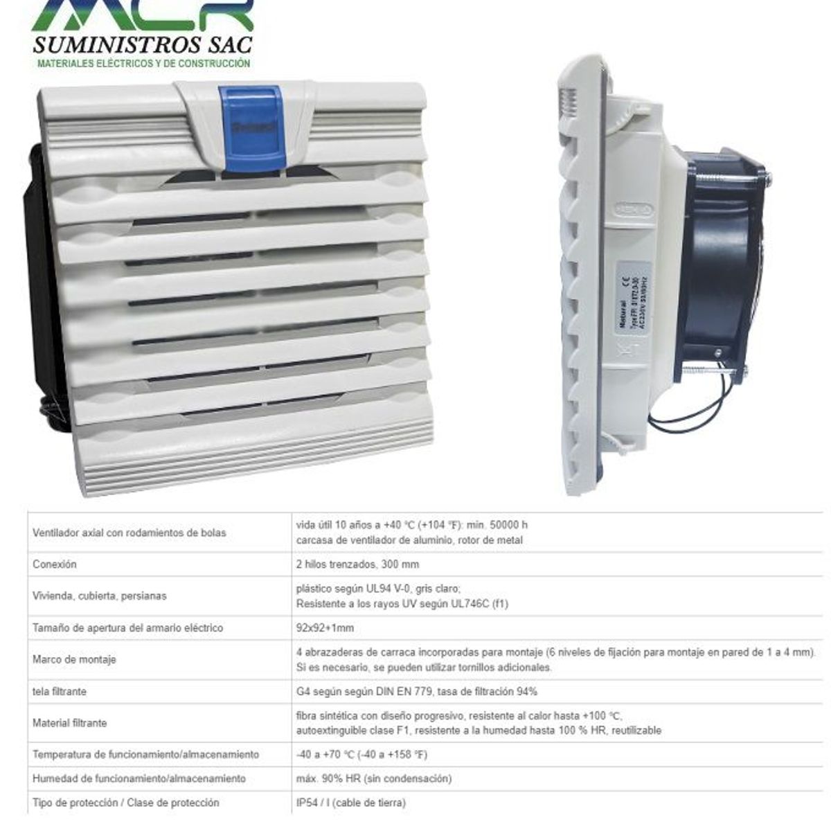 GENERICO - VENTILADOR COMPLETO PARA TABLERO ELECTRICO DE 12X12CM DE 110v