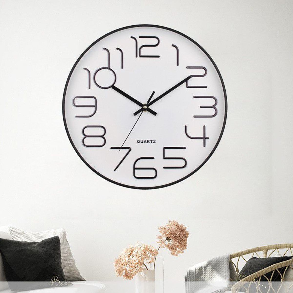 GENERICO - Reloj de pared para sala 3D Mute clásico 30 cm blanco