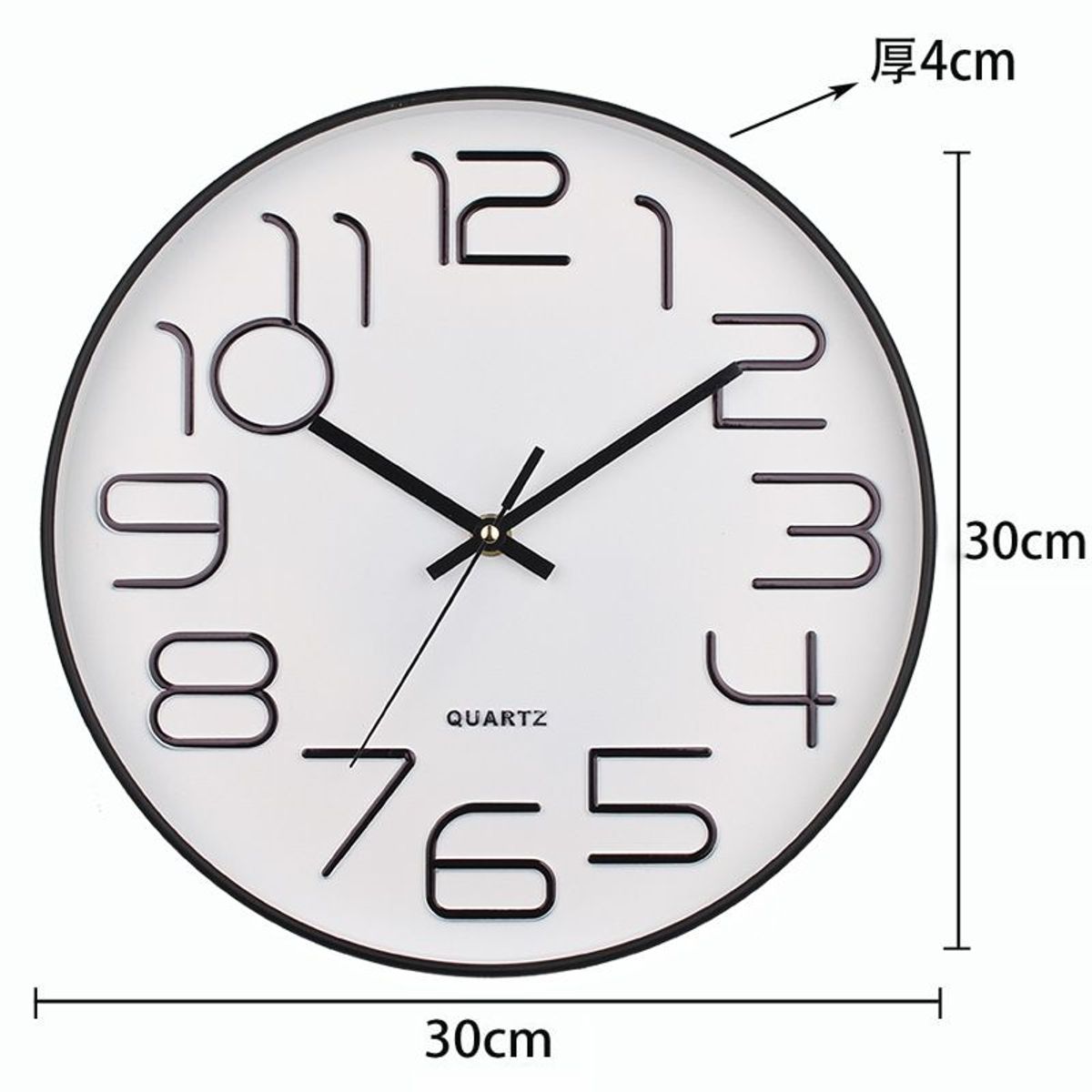 GENERICO - Reloj de pared para sala 3D Mute clásico 30 cm blanco