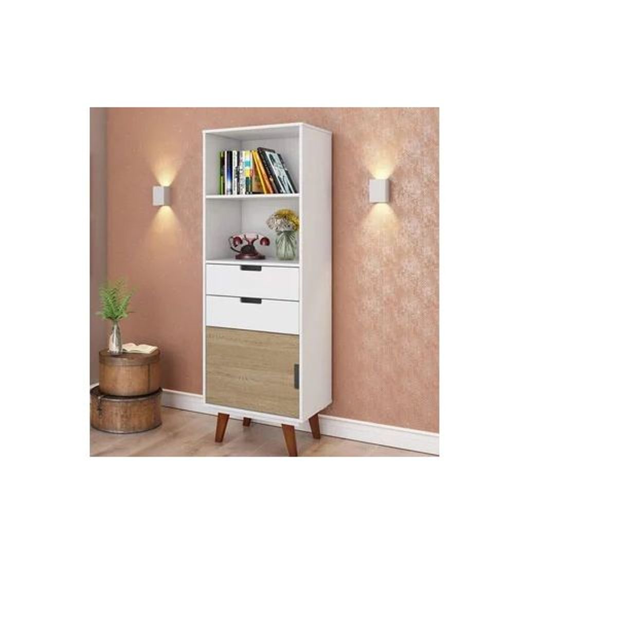 GENERICO - LIBRERO LEO - LA CASA DEL MUEBLERO - BLANCO CON ROVERE