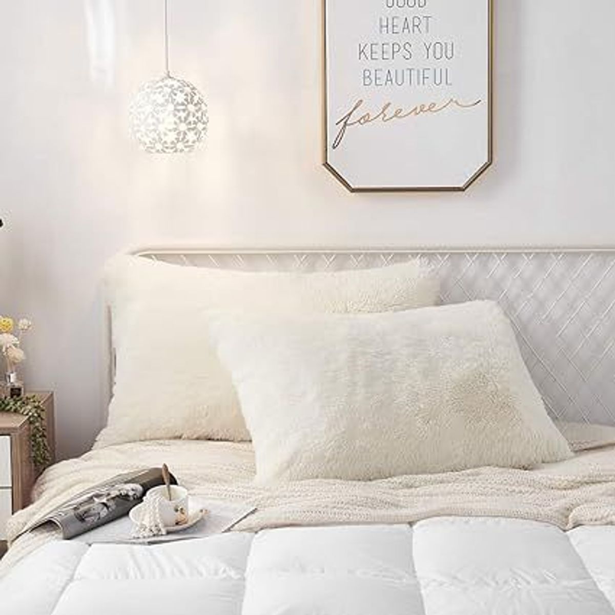 GENERICO - funda de almohada peluche corto 50cmx90cm PERLA