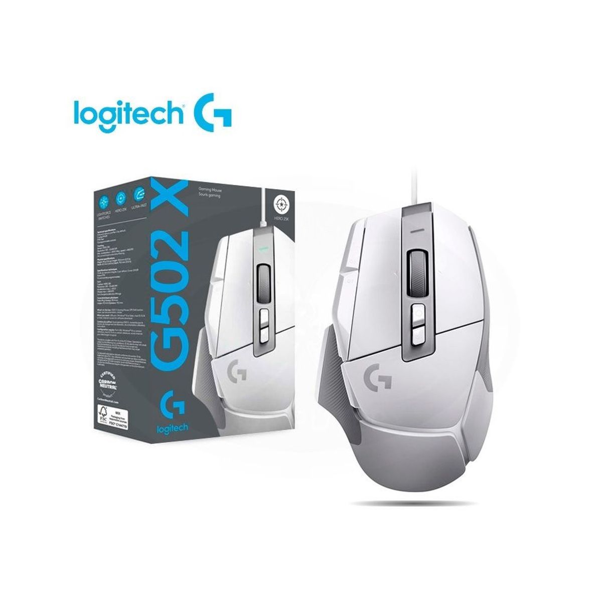 LOGITECH - Mouse Gamer Logitech G502X LightForce Switches Blanco Wired 910-006144