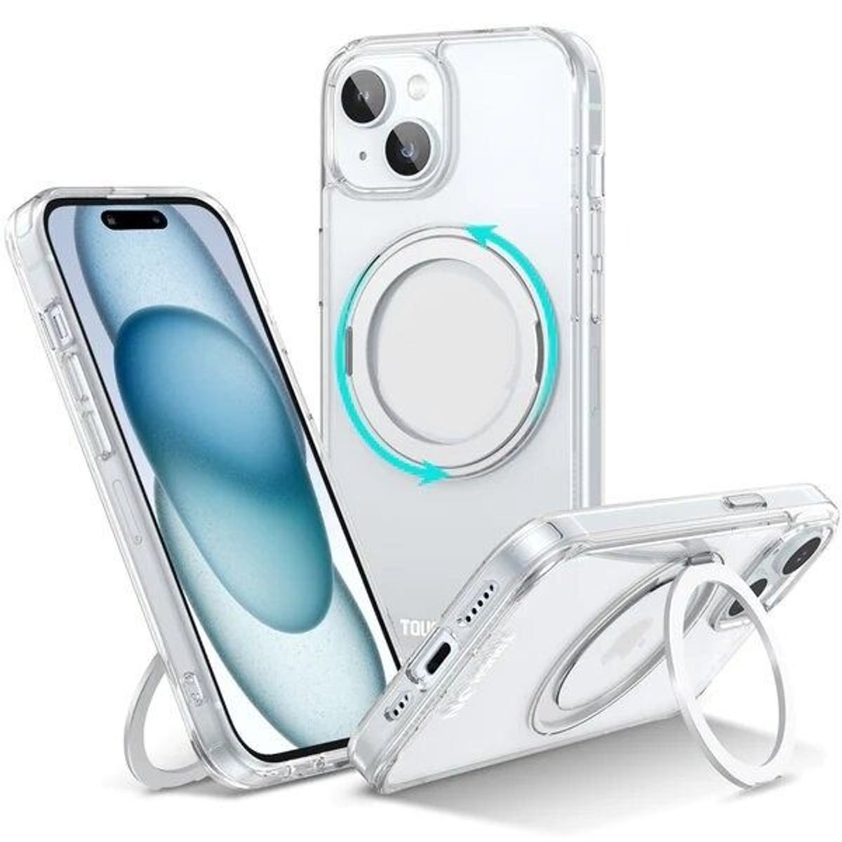 BASEUS - Funda  iPhone 14 con soporte giratorio de 360°MagSafe- Transparente