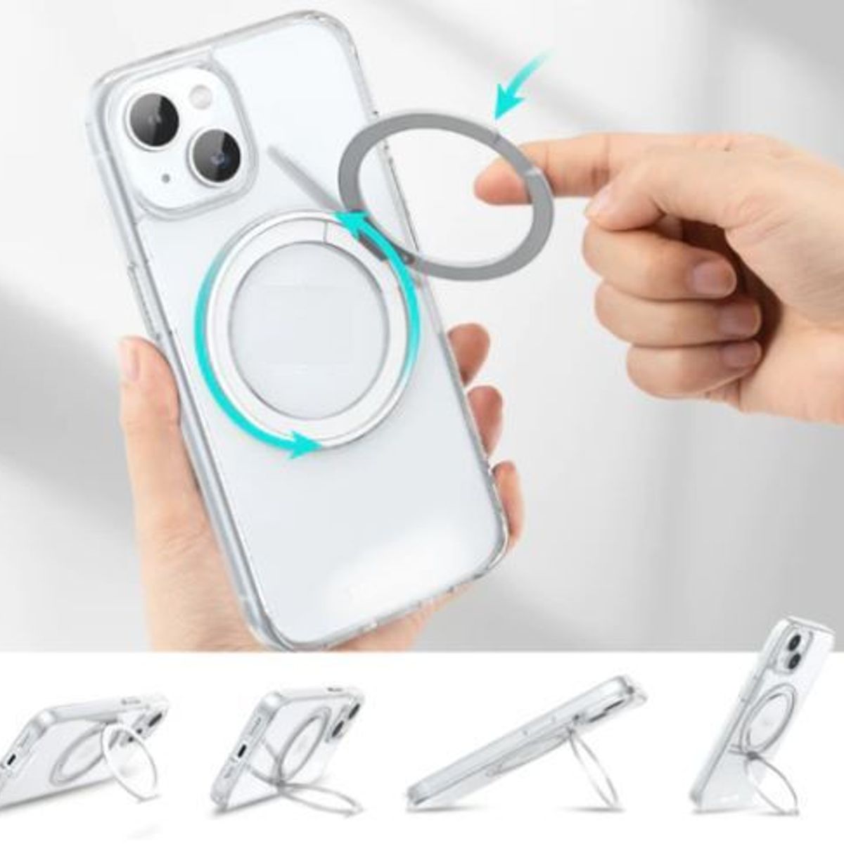 BASEUS - Funda  iPhone 15 Plus con soporte giratorio de 360°MagSafe