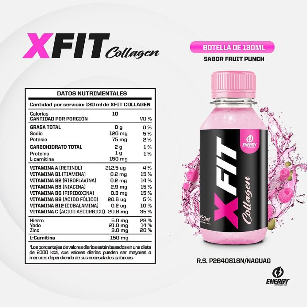 ENERGY NUTRITION - Quemador De Grasa Energy Nutrition Xfit Collagen Pack 15 Unid. Fruit P