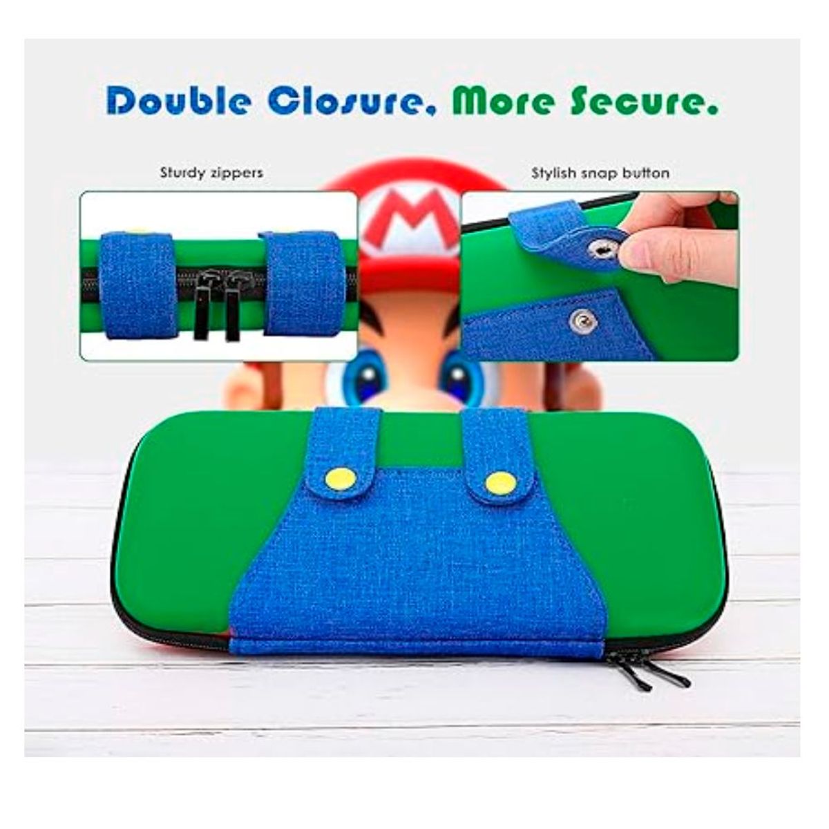 GENERICO - Protector Estuche Portatil Impermeable de Nintendo Switch Luigi Verde