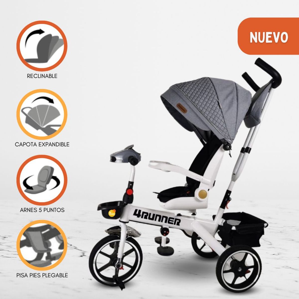 GENERICO - Triciclo Guiador para Niños «RUNNER 4» Gray