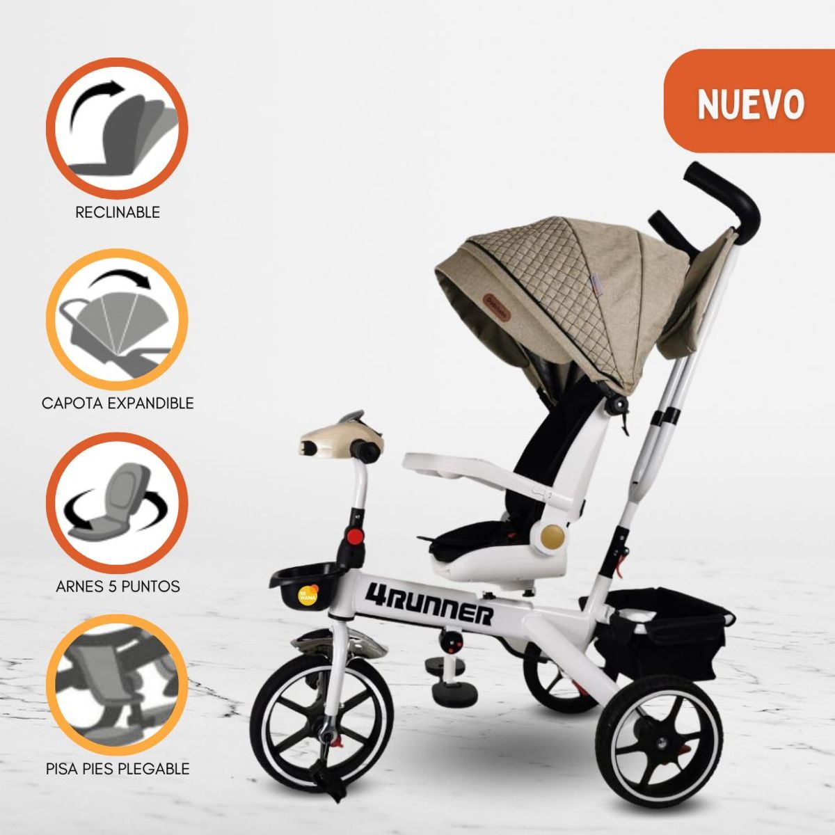 GENERICO - Triciclo Guiador para Niños «RUNNER 4» Beige