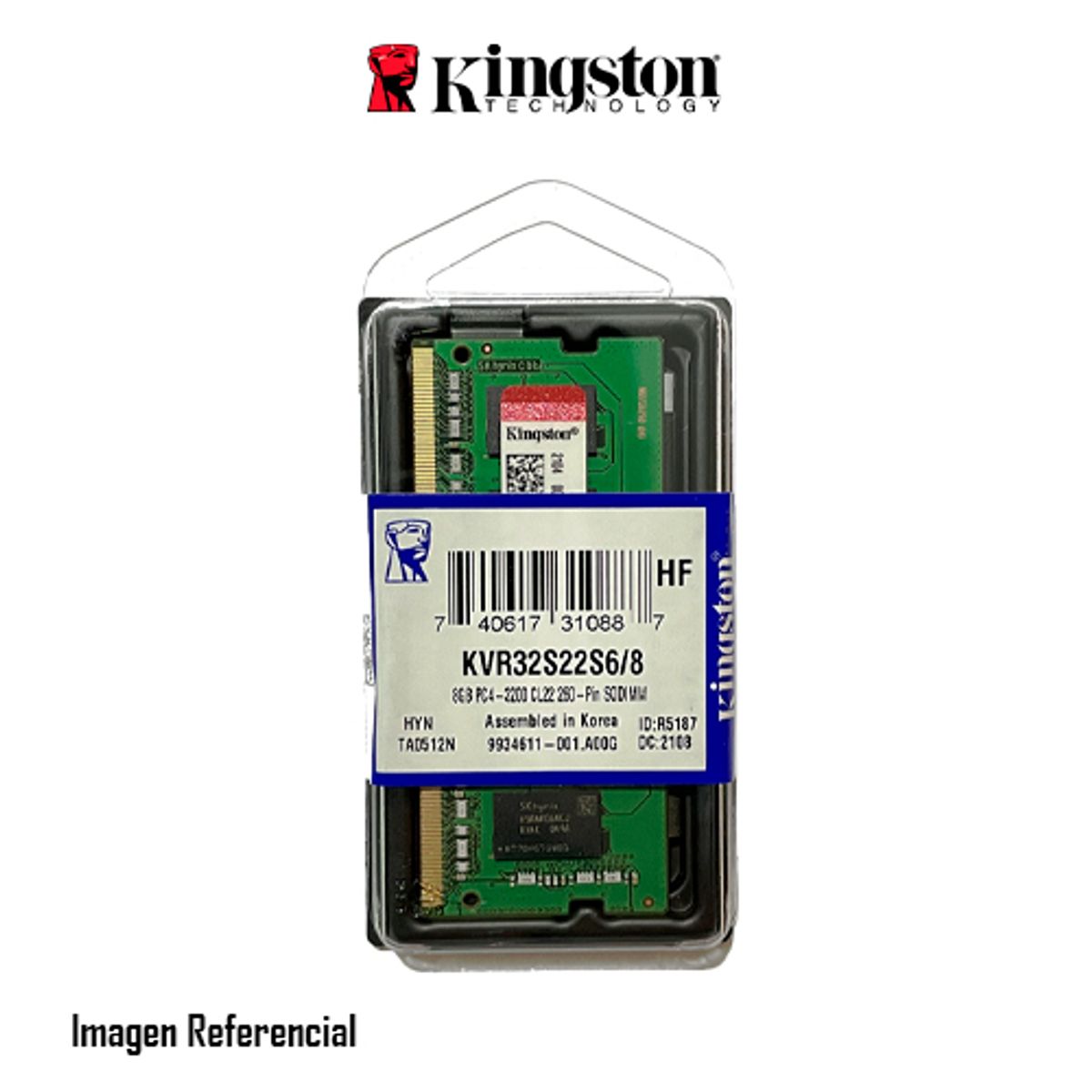 KINGSTON - MEMORIA RAM SODIMM KINGSTON VALUERAM 8GB DDR4 P/N: KVR32S22S6/8