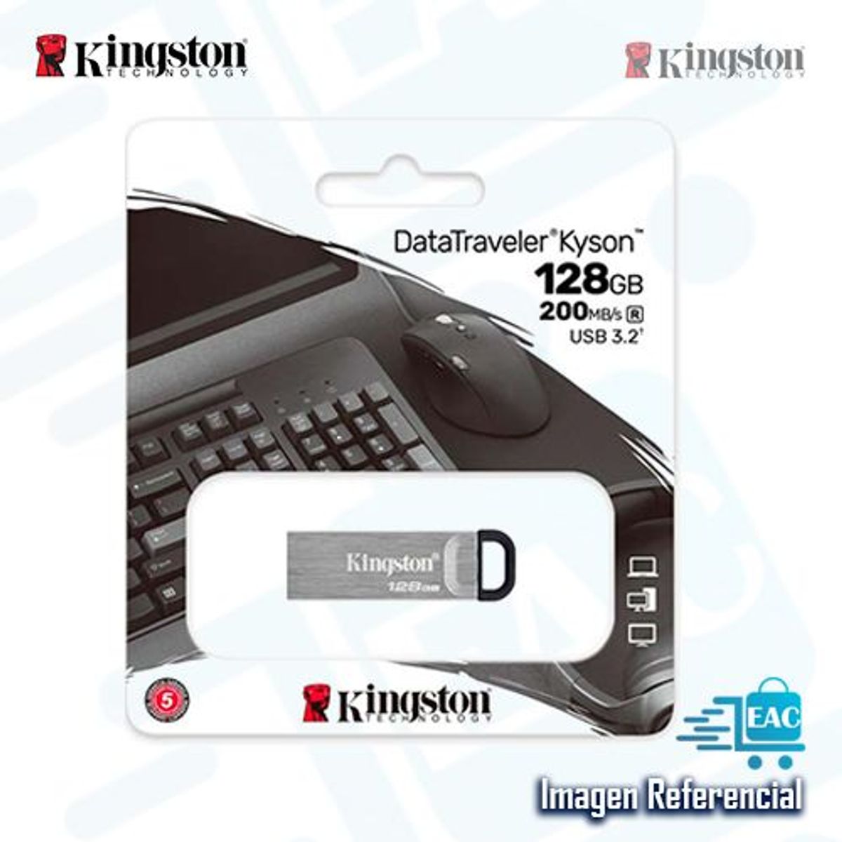 KINGSTON - MEMORIA USB KINGSTON 128GB DATA TRAVELER KYSON 200MB/S P/N: DTKN/128GB