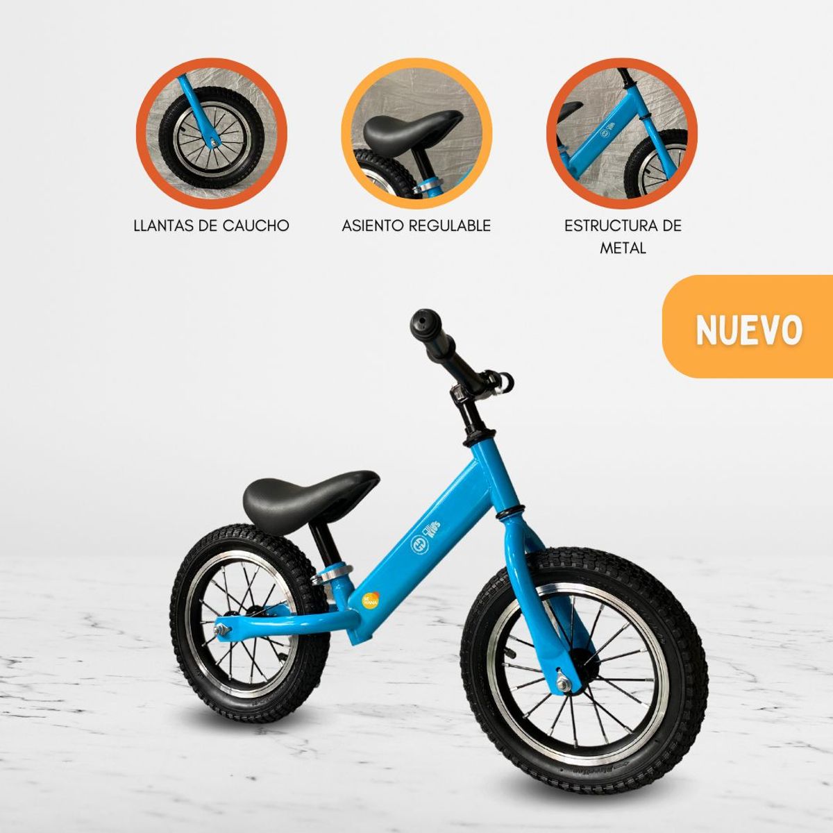 CUZKA - Bicicleta de Equilibrio Aro 12 Caucho «BALANCE» Light Blue