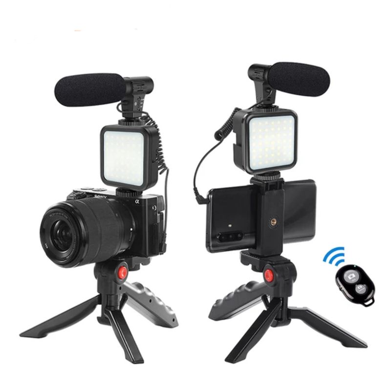 GENERICO - Kit de Grabación Micrófono Luz Tripode Control Bluetooth