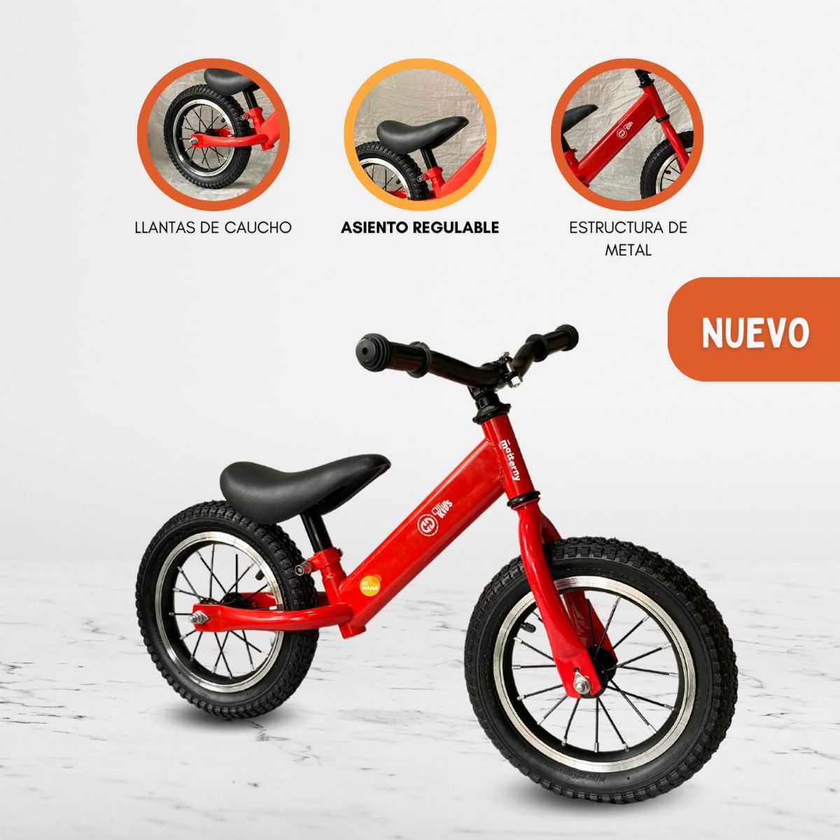 CUZKA - Bicicleta de Equilibrio Aro 12 Caucho «BALANCE» Red