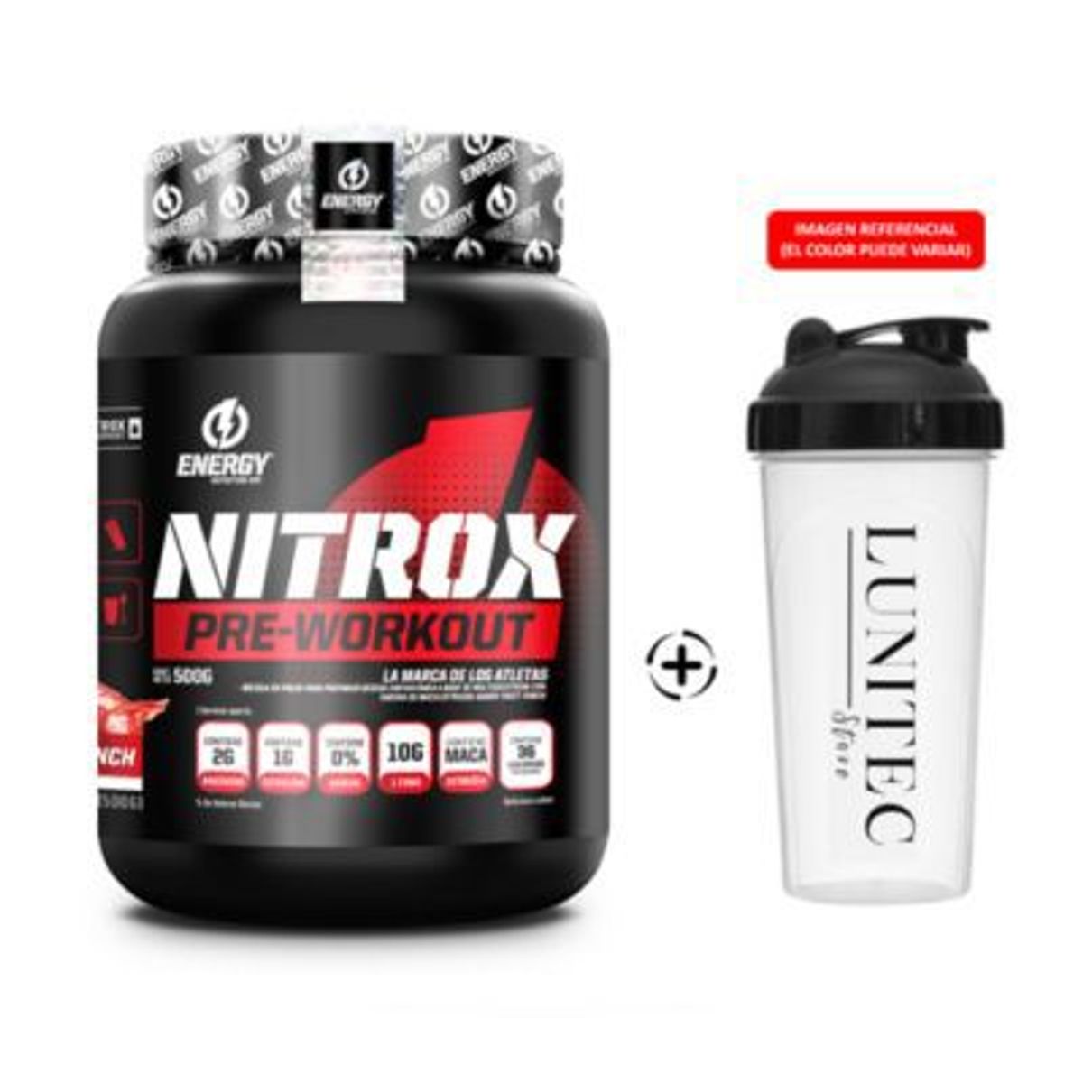 ENERGY NUTRITION - Pre Entreno Energy Nutrition Nitrox 500 Gr Fruit Punch + Shaker