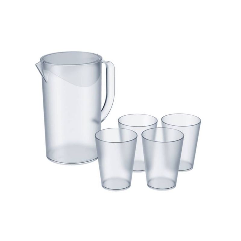 COZA - Set Jarra de Plastico 2L + 4 Vasos 300ML Coza  Casual Cristal