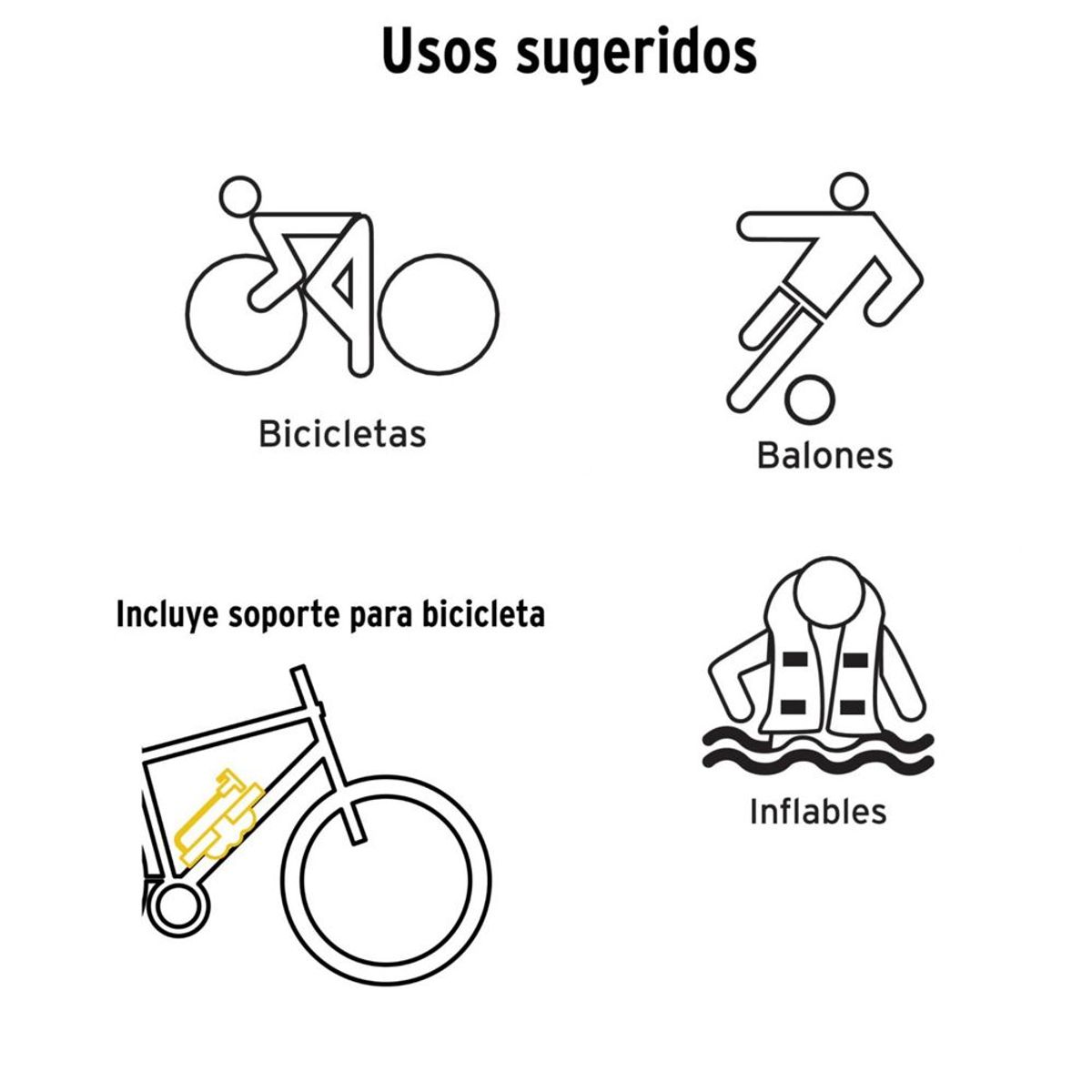 GENERICO - Mini Inflador bomba de aire 60 PSI manual TRUPER bicicleta