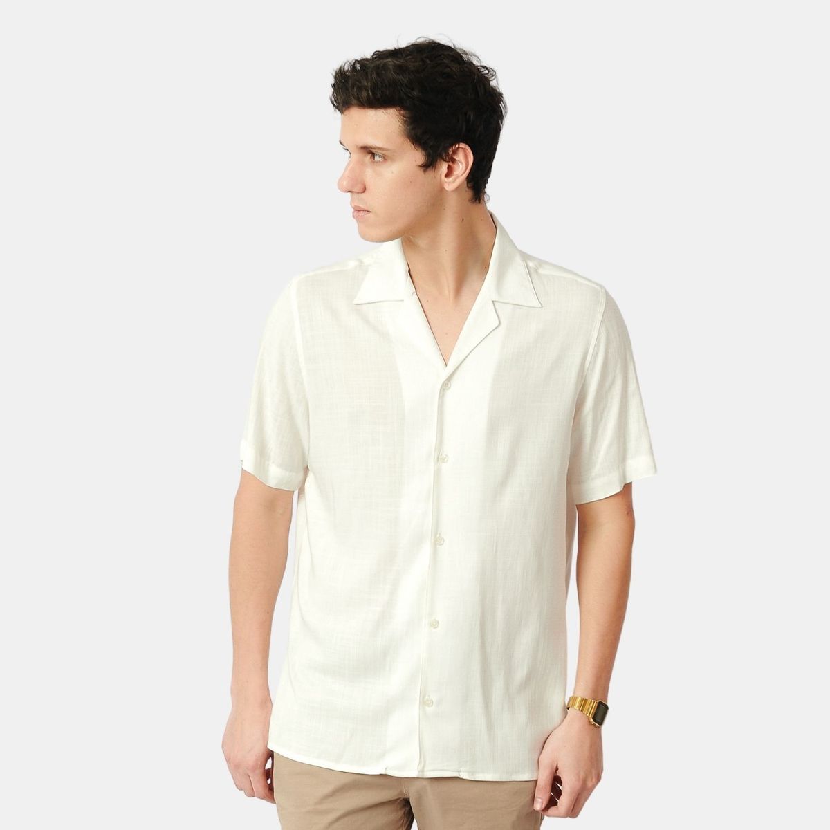 SAN COSME - Camisa Lino Hombre Perla