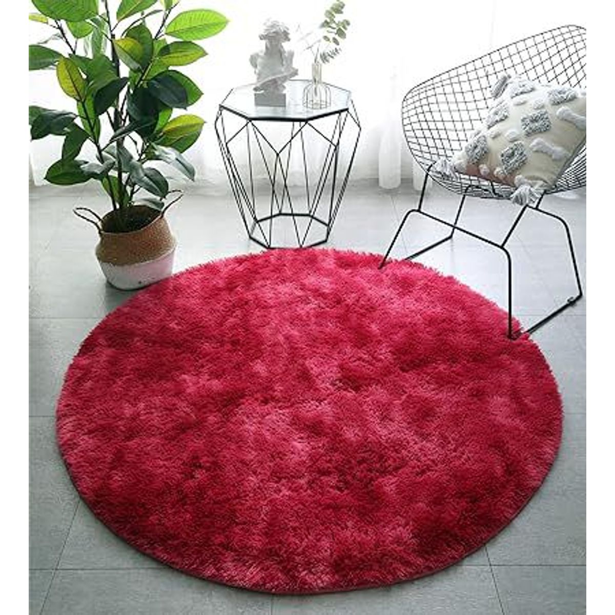 GENERICO - alfombra circular 1,50 de diametro color vino