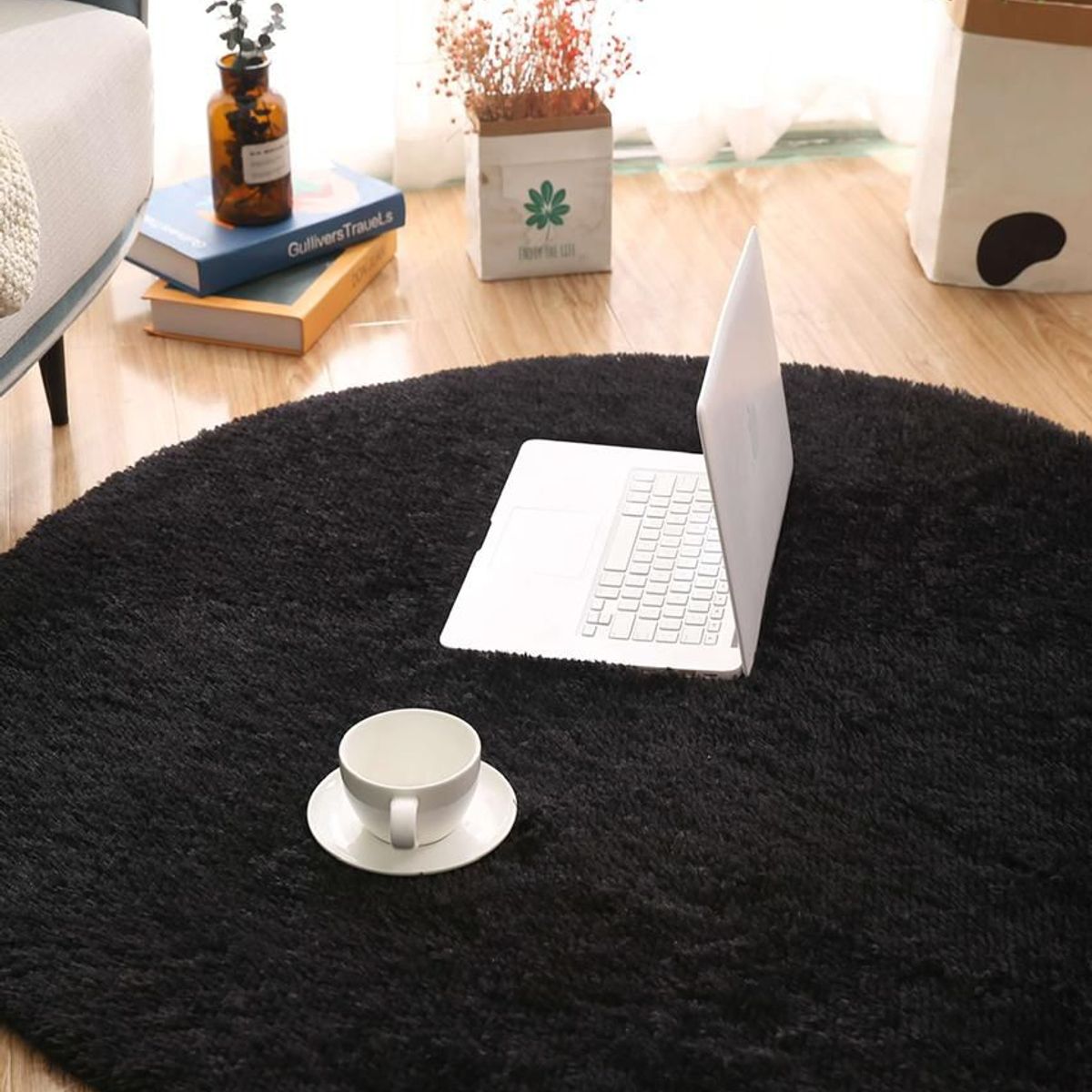 GENERICO - alfombra circular 1,50 de diametro color negro