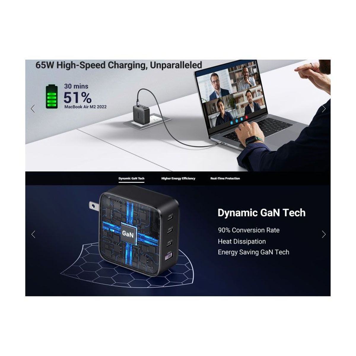 UGREEN - UGREEN Cargador USB C 65W 4en1 USB C GaN PD Laptop Macbook iPad Galaxy