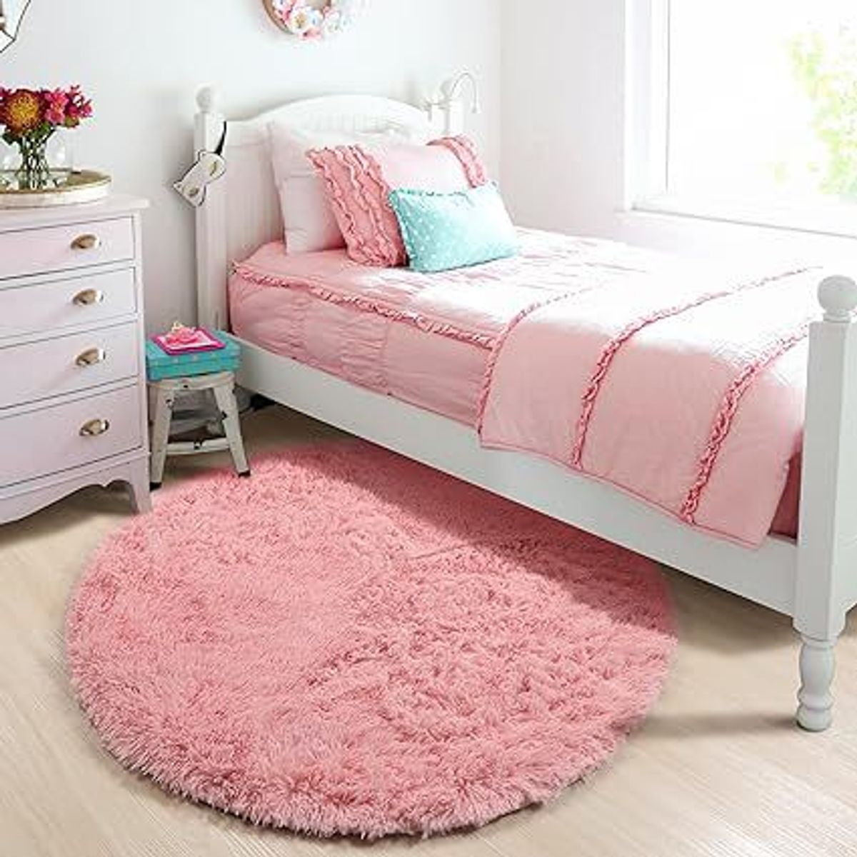 GENERICO - alfombra circular 1,50 de diametro color palo rosa
