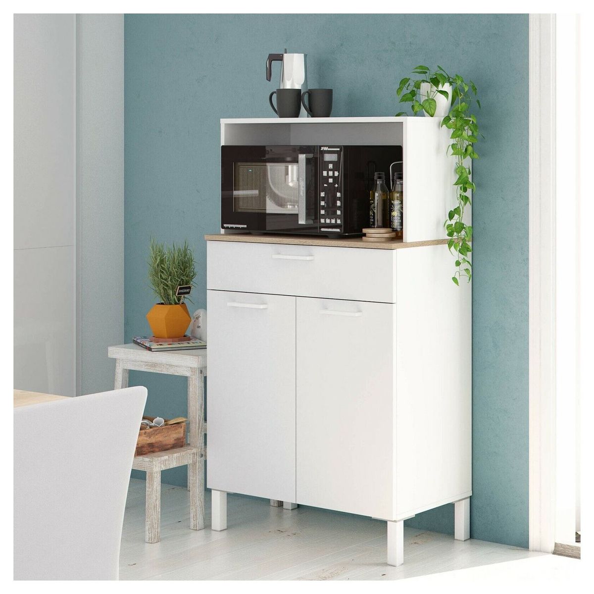 VENTITAS HOME - Alacena para Comedor o Cocina Leonoré Ventitas Home Blanco y Rovere