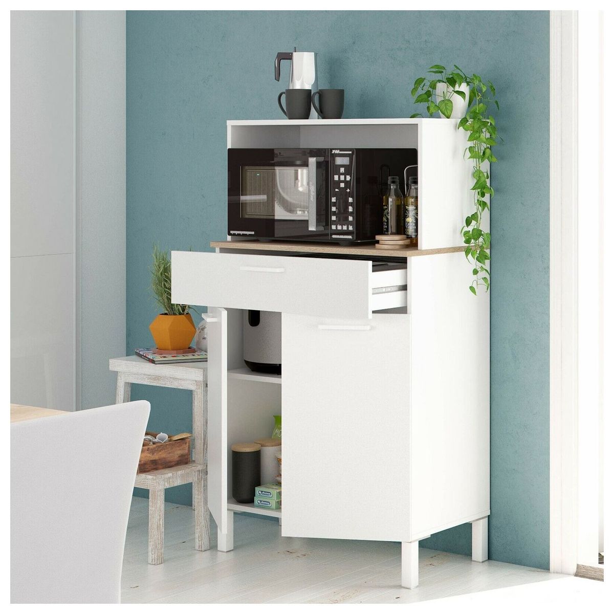 VENTITAS HOME - Alacena para Comedor o Cocina Leonoré Ventitas Home Blanco y Rovere