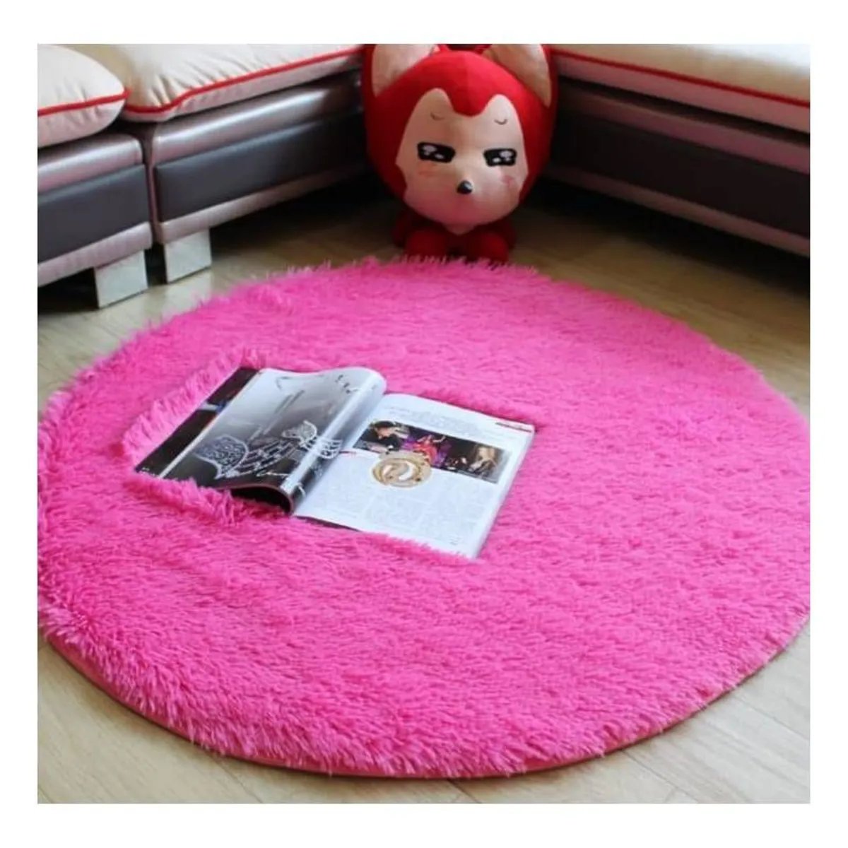 GENERICO - alfombra circular 1,50 de diametro color chicle