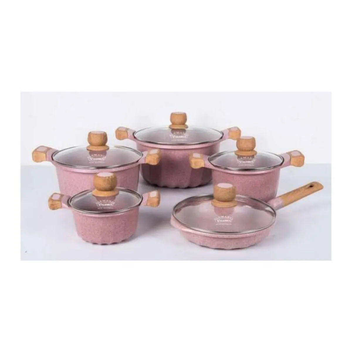 GENERICO - Juego De Ollas Roca Volcánica 12 Piezas ROSADO