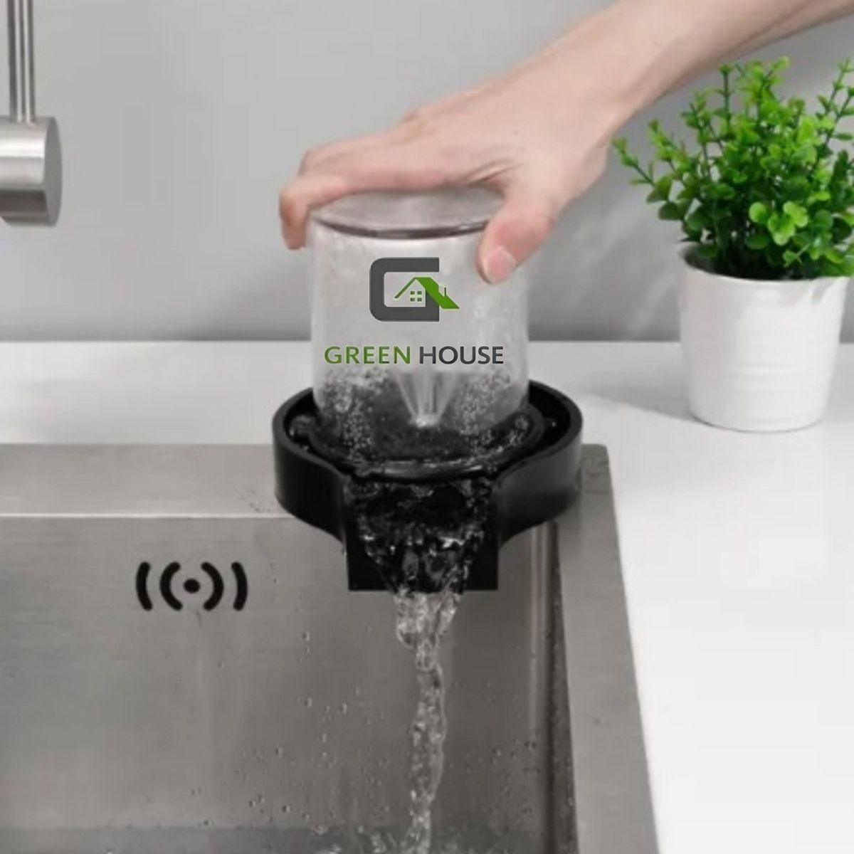 GENERICO - ACCESORIO LAVA VASOS AUTOMATICO PARA LAVADERO DE COCINA