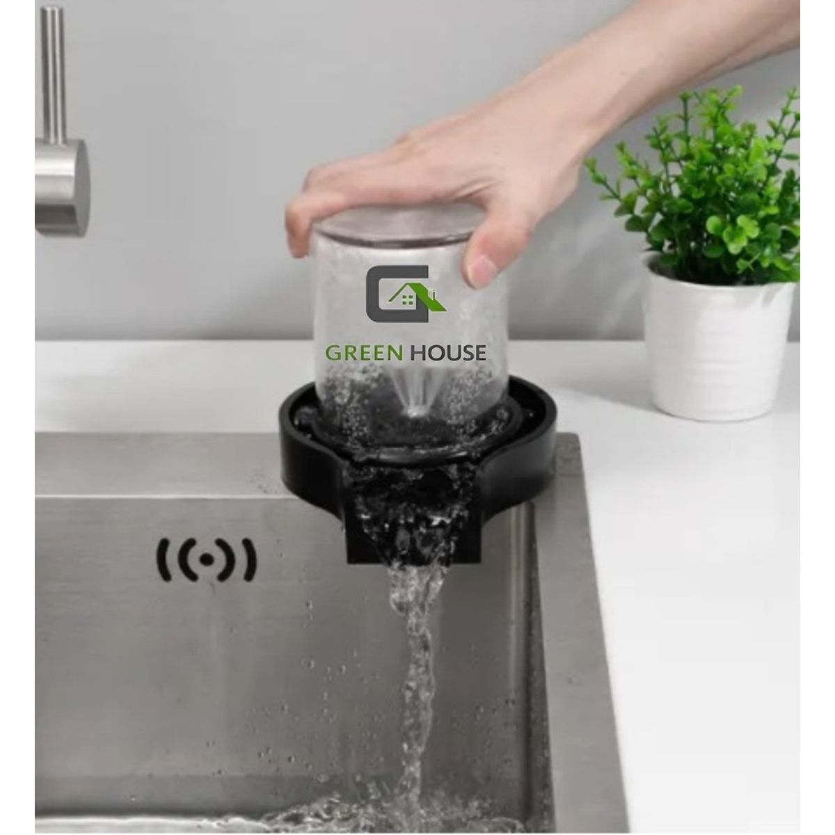 GENERICO - ACCESORIO LAVA VASOS AUTOMATICO PARA LAVADERO DE COCINA